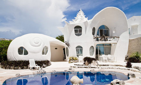 خانه ای به شکل صدف حلزونی یا خرچنگ در مکزیک