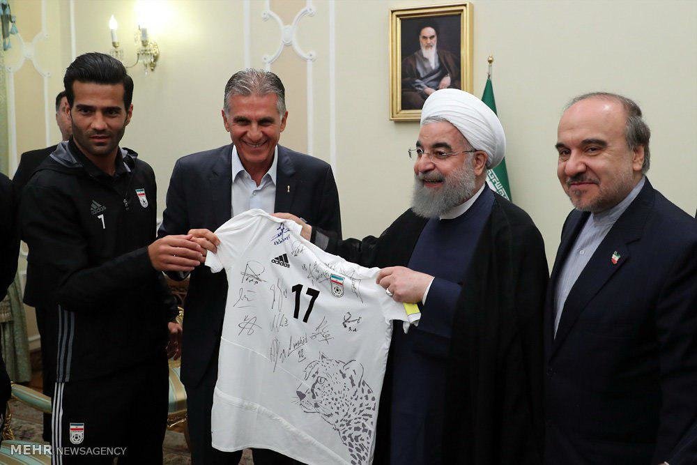 President Rouhani gives Iran national football team welcome