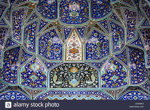 Persian tile work progressing over centuries 