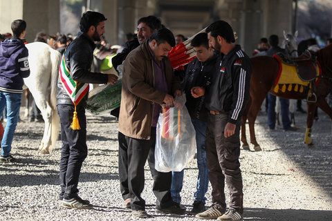 رژه سوارکاران حامل پرچم ایران به مناسبت آغاز دهه فجر 