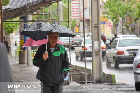 بارش باران بهاری در شهر نجف آباد