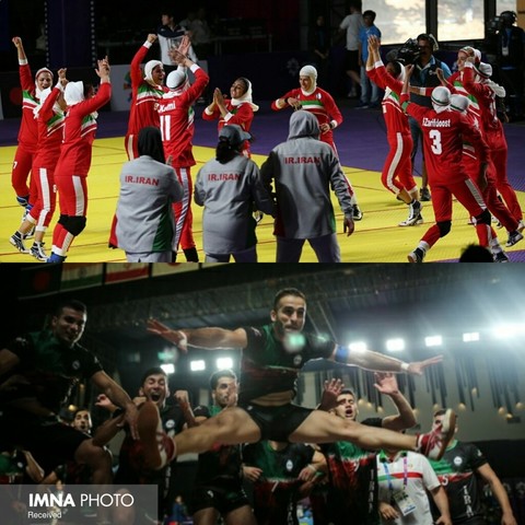   Iran's men and woman Kabaddi team bring home brilliant gold medals