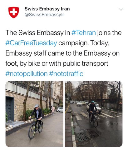حمایت سفارت سوئیس از سه‌شنبه‌های بدون خودرو