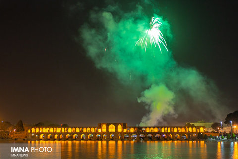 Fireworks in night sky of Isfahan