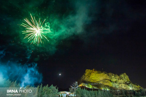 Fireworks in night sky of Isfahan