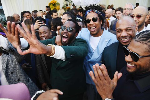 Diddy, Jay-Z and Usher attend a Roc Nation event before the Grammys
