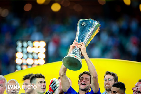 جشن قهرمانی تیم فوتبال چلسی در فینال لیگ اروپا