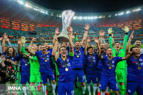 جشن قهرمانی تیم فوتبال چلسی در فینال لیگ اروپا