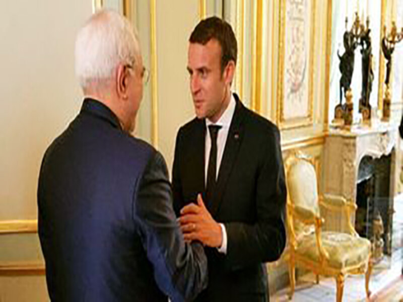 ظریف با رئیس‌جمهوری فرانسه در کاخ الیزه دیدار کرد