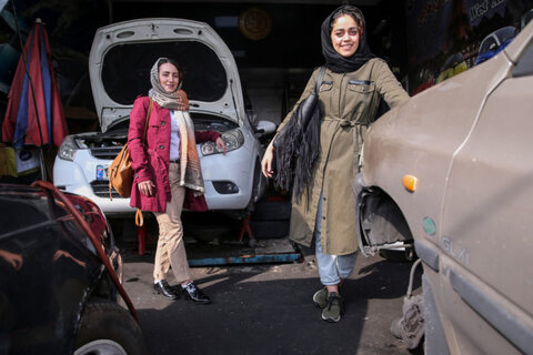 Two Iranian Girls Training to Become Mechanics