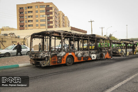 خسارت نا آرامی ها در اصفهان به ناوگان حمل و نقل عمومی