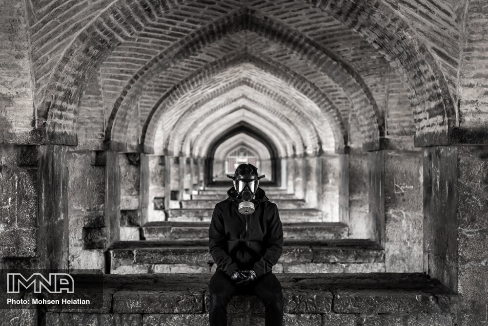 Thick smog hanging over historical city of  Isfahan