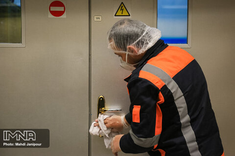 Disinfectants  sprayed at train stations in Isfahan