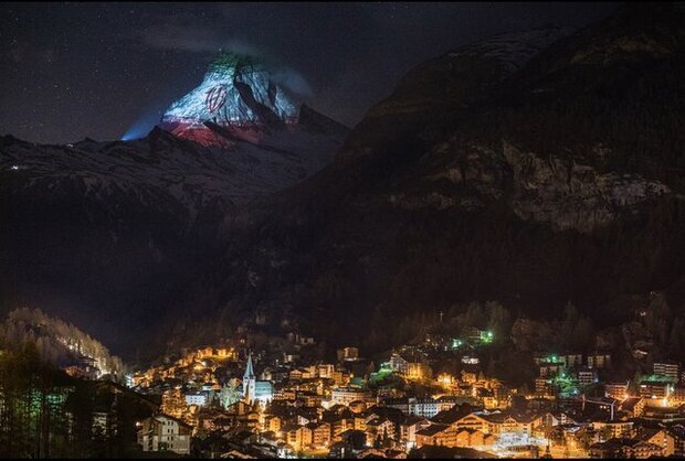 Iranian flag projected on Matterhorn in message of hope
