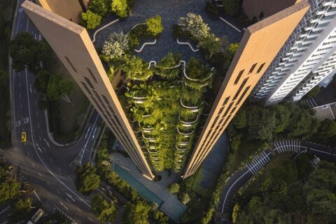 آسمانخراش سبز در قلب بافت بتنی سنگاپور
