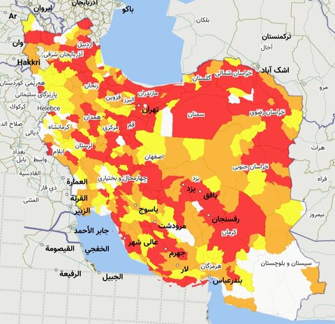 ۱۱ شهر اصفهان قرمز شد/۵ شهر در وضعیت پرخطر