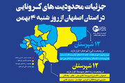 جزئیات محدودیت‌های کرونایی در استان اصفهان از روز شنبه(چهارم بهمن ماه ۹۹)/اینفوگرافیک