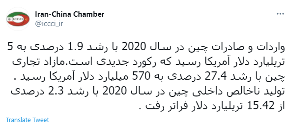 رشد ۲.۳ درصدی تولید ناخالص داخلی چین در سال ۲۰۲۰