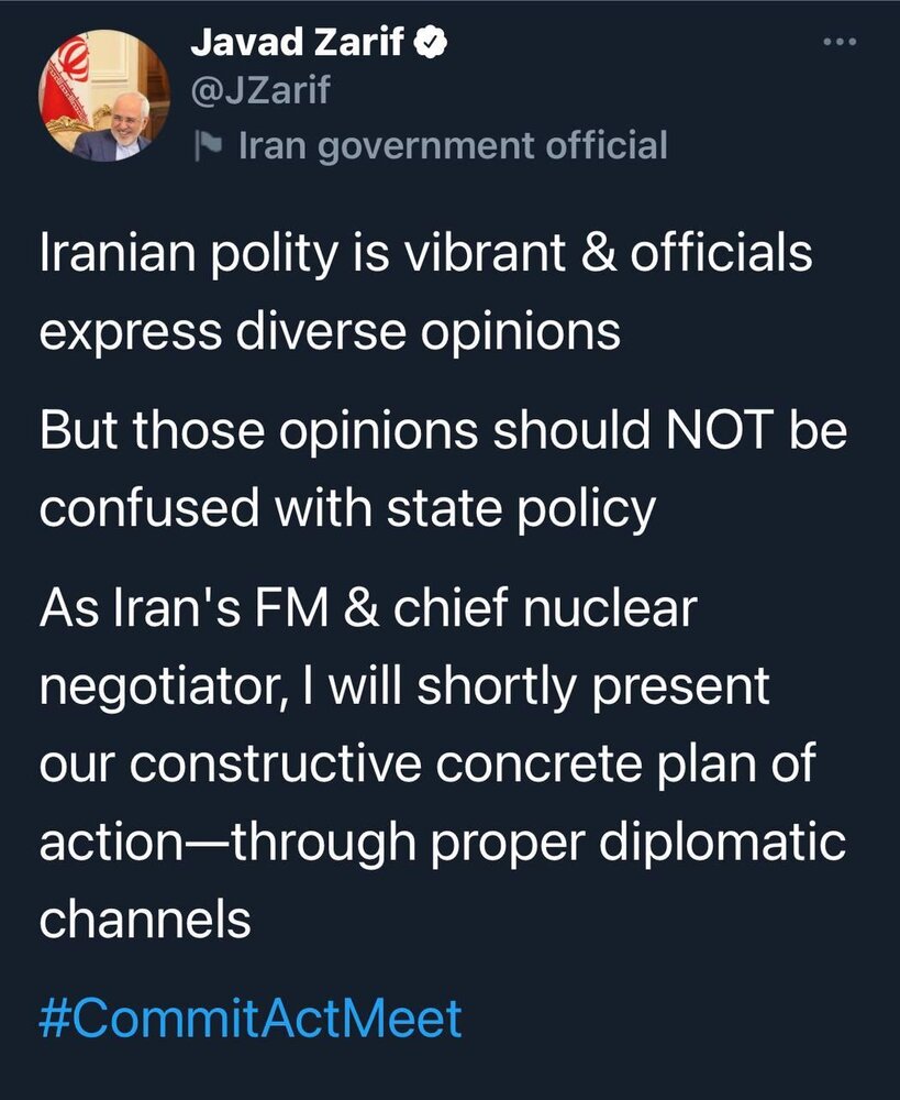 ‌واکنش ظریف به وعده محسن رضایی برای مذاکره با آمریکا
