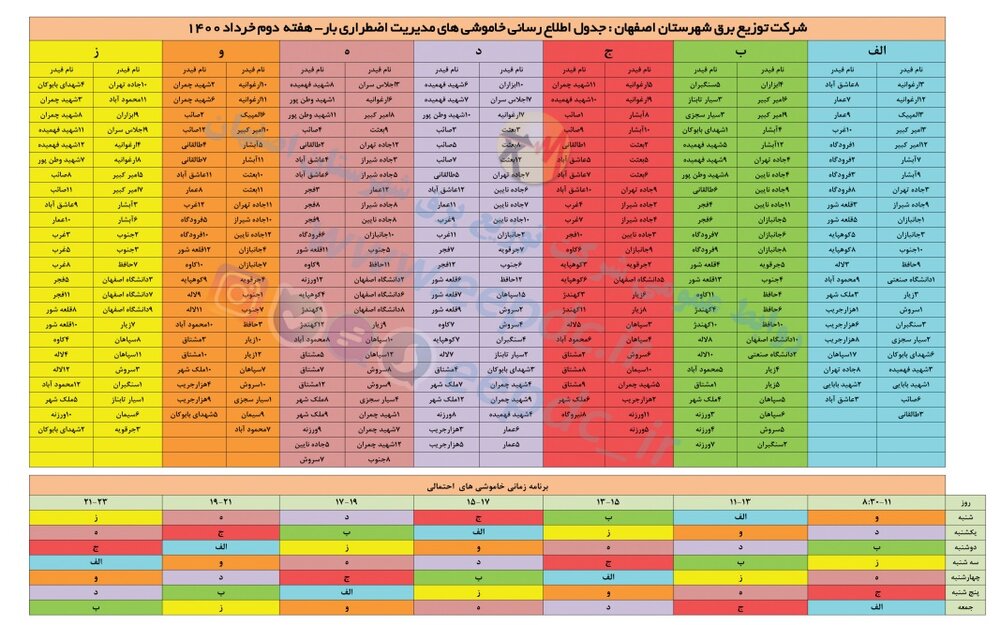 برنامه قطعی برق اصفهان ۲ تا ۸ خرداد ۱۴۰۰ + لیست مناطق و دانلود جدول هفته دوم خرداد