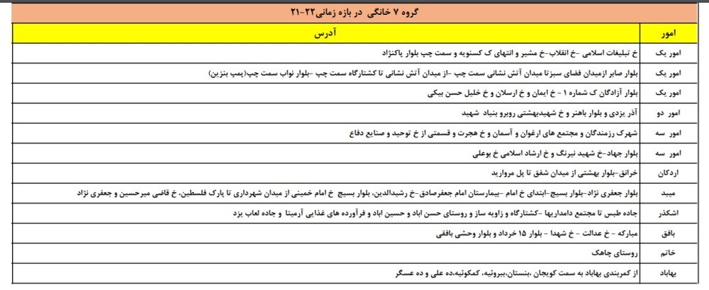 برنامه قطعی برق یزد ۹ خرداد ۱۴۰۰ + لیست مناطق و دانلود جدول هفته دوم خرداد