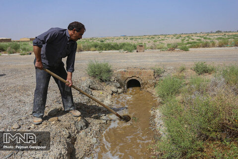 رهاسازی آب در زمین های کشاورزی شرق اصفهان