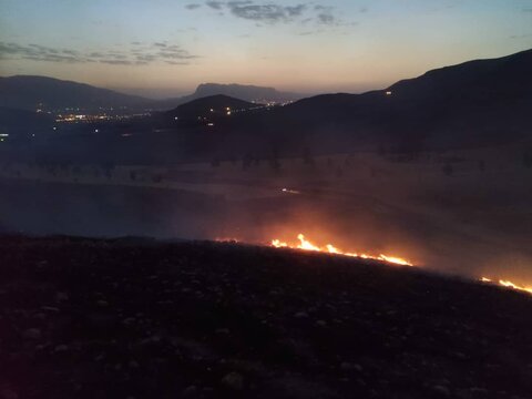اطفای دو ساعته آتش سوزی در ارتفاعات رکن‌آباد