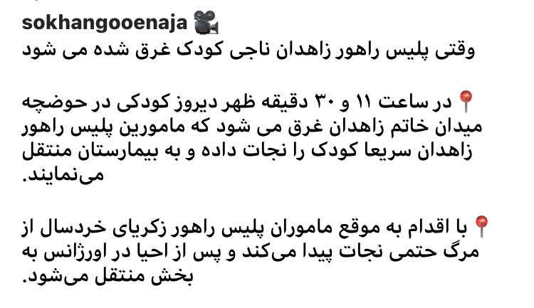 پلیس راهور جان کودک غرق شده را نجات داد