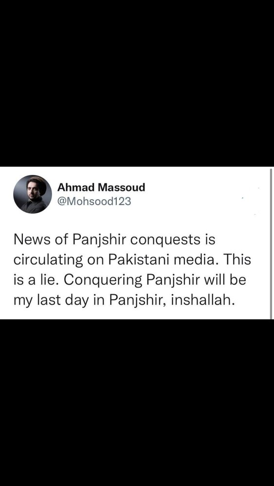احمد مسعود شایعه سقوط پنجشیر را تکذیب کرد