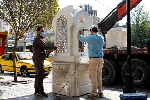 نصب آبخوری سنگی جدید در ۴۵ نقطه پرتردد کلانشهر مشهد 