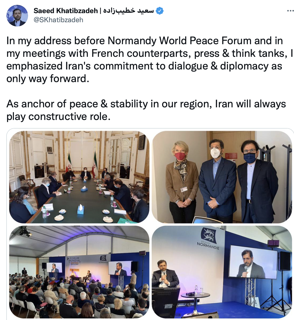 خطیب زاده: ایران لنگرگاه صلح و ثبات در منطقه است