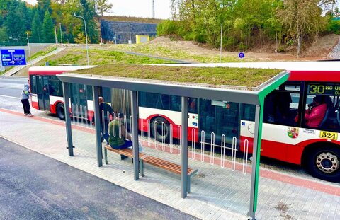 بام ایستگاه‌های اتوبوس در پلزن سبز می‌شود
