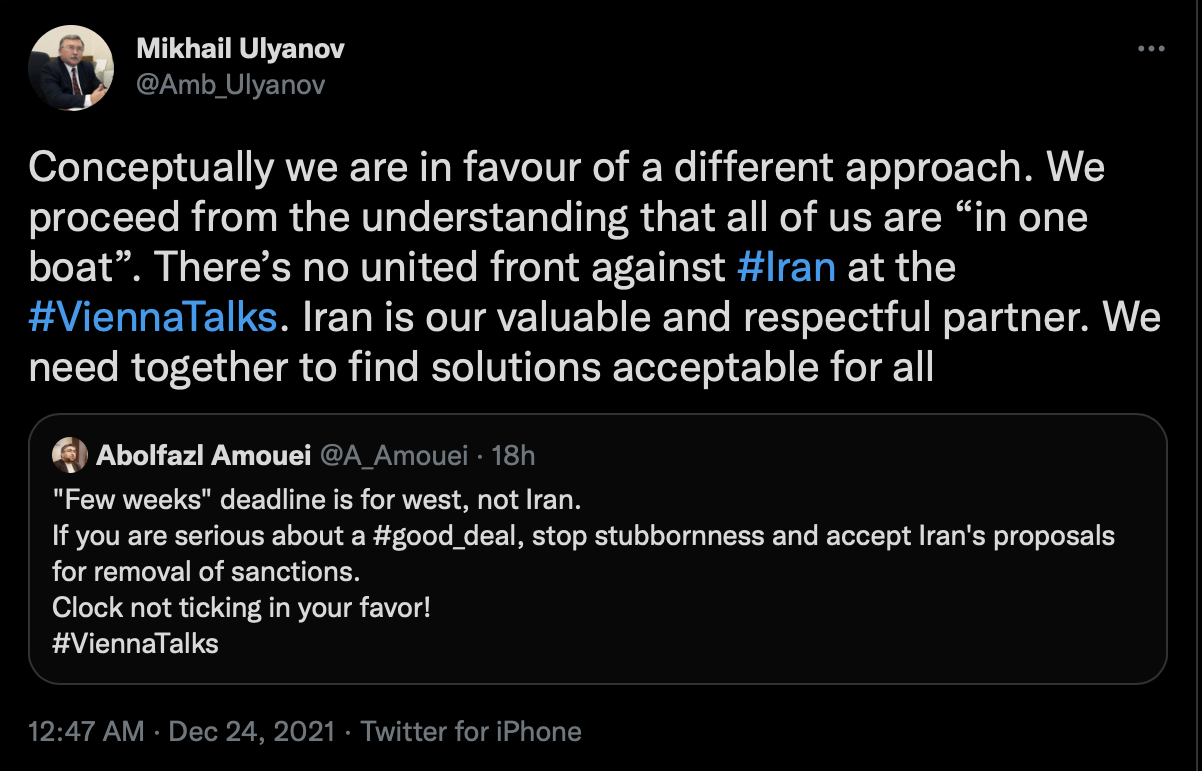 اولیانوف: در مذاکرات وین جبهه متحدی علیه ایران وجود ندارد