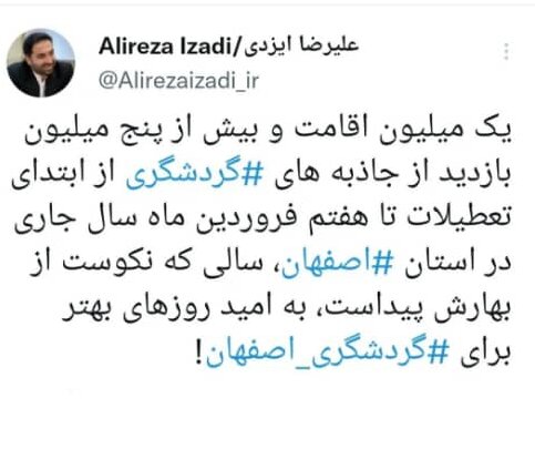 یک میلیون اقامت و بیش از ۵ میلیون بازدید در هفته نخست نوروز