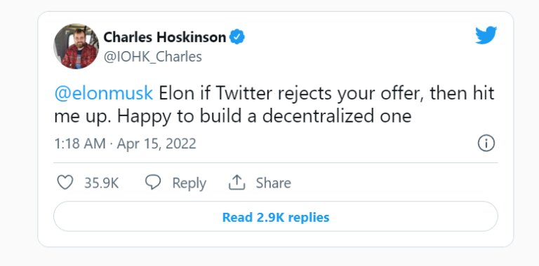 پیشنهاد چارلز هاسکینسون برای ساخت یک توییتر غیرمتمرکز
