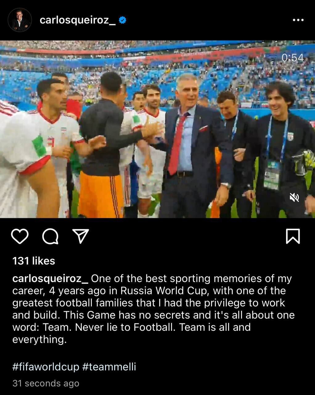 خاطره‌بازی کیروش در سالگرد دیدار تیم‌ ملی فوتبال ایران و اسپانیا در جام‌جهانی ۲۰۱۸+ عکس