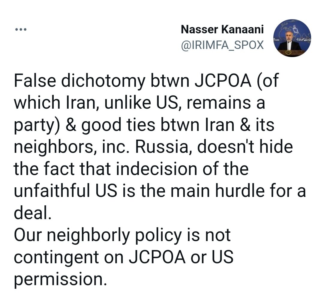 سیاست همسایگی ایران مشروط به برجام یا اجازه آمریکا نیست