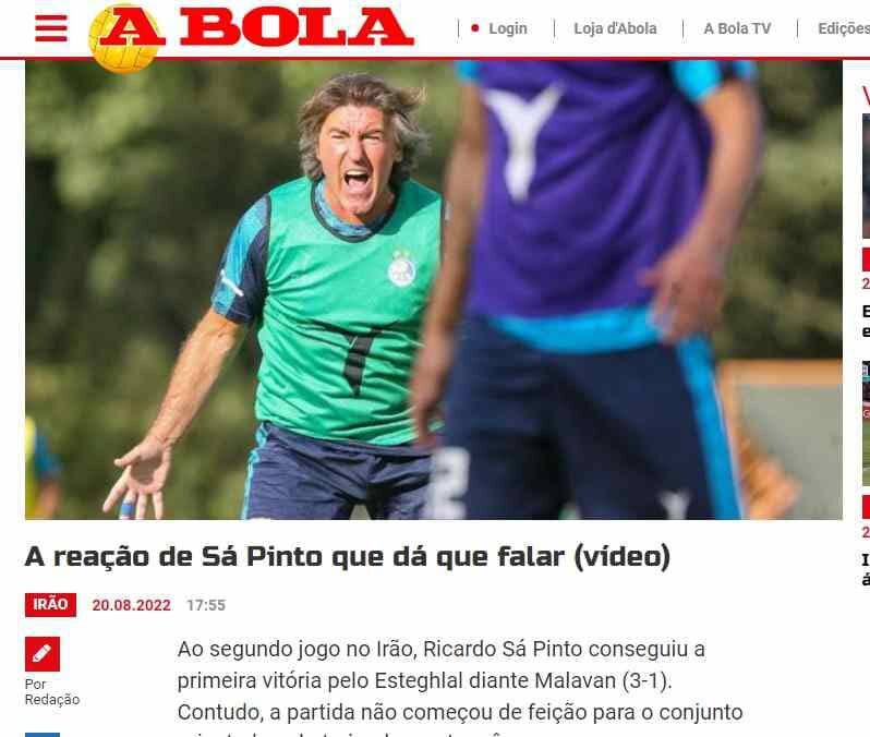 واکنش نشریه آبولا پرتغال به اقدام ناپسندیده و جنجالی ساپینتو +عکس