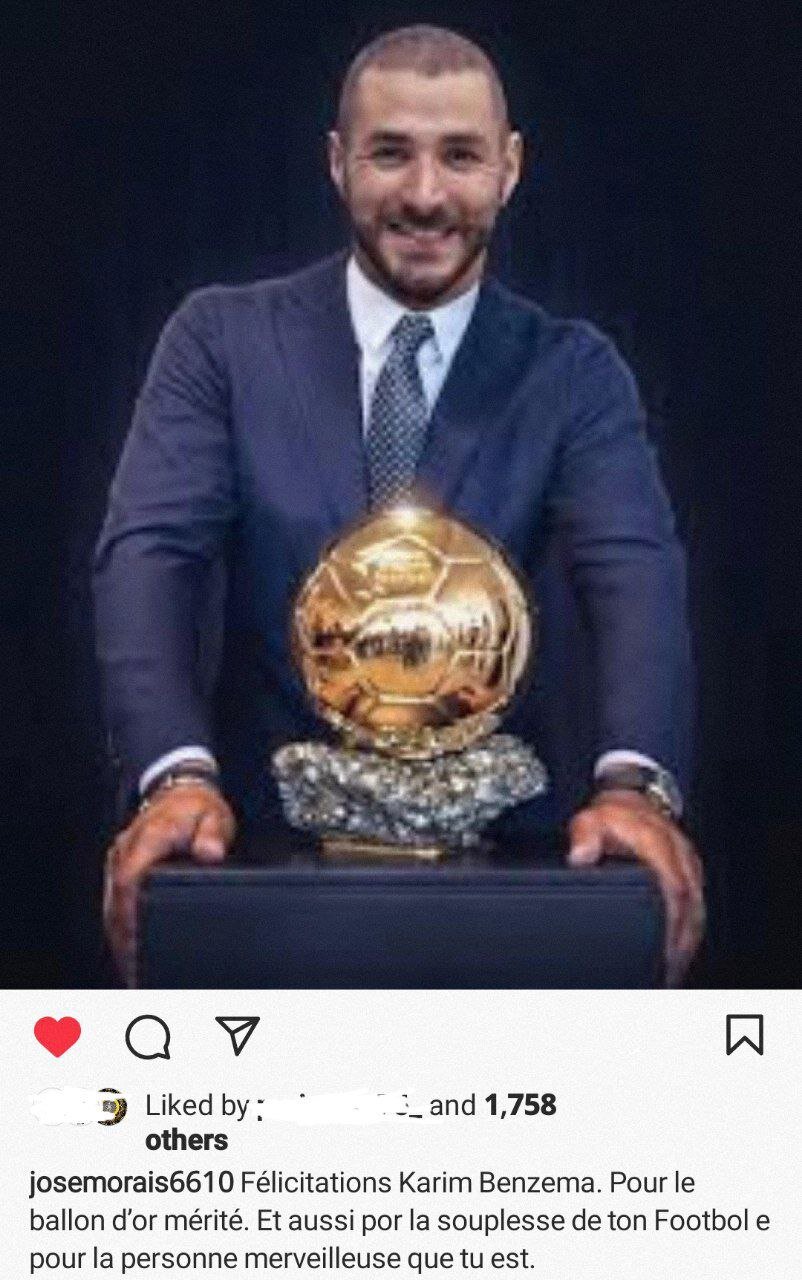 تبریک سرمربی سپاهان به کریم بنزما برای توپطلای ۲۰۲۲ +عکس