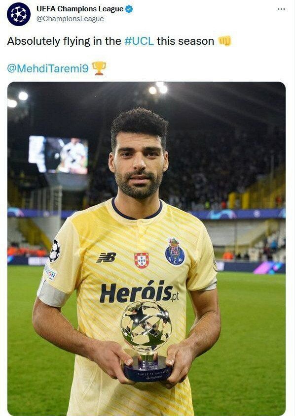 مهدی طارمی بهترین بازیکن هفته لیگقهرمانان اروپا! +عکس