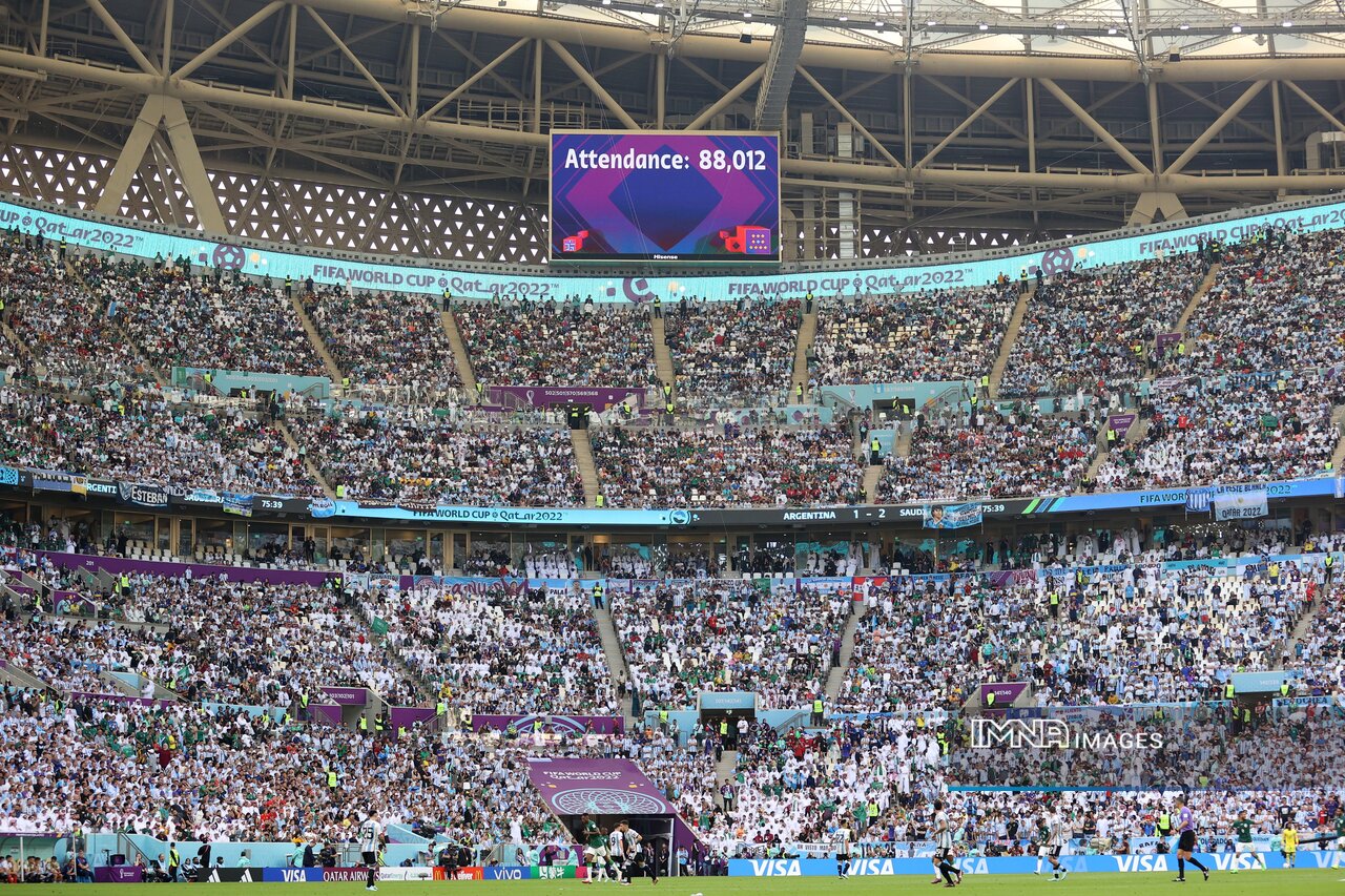 بیشتر از ۸۸هزار تماشاگر نظارهگر دیدار آرژانتین و عربستان در ورزشگاه لوسیل!+عکس