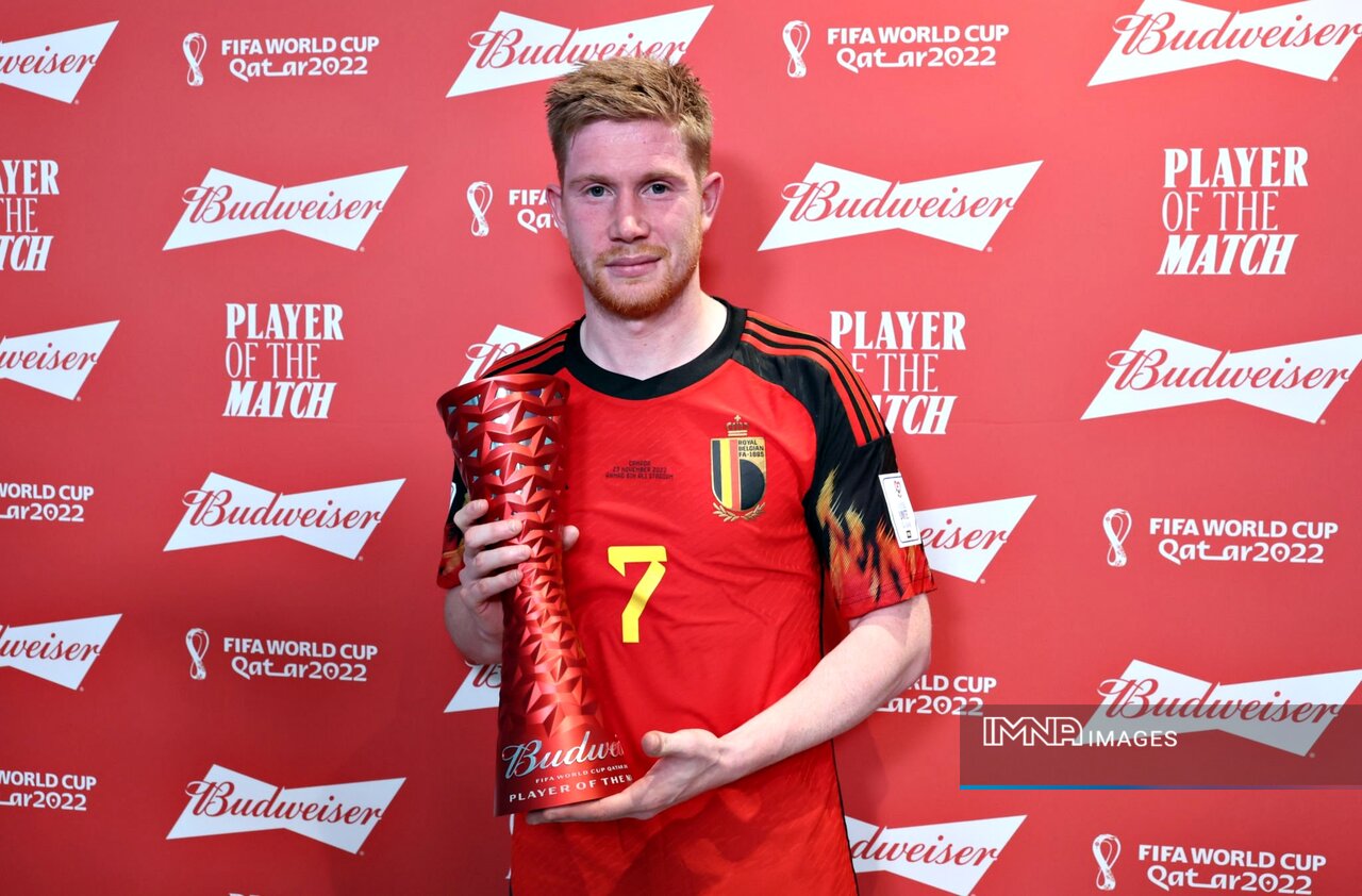 دیبروینه بهترین بازیکن دیدار بلژیک و کانادا شناخته شد+عکس