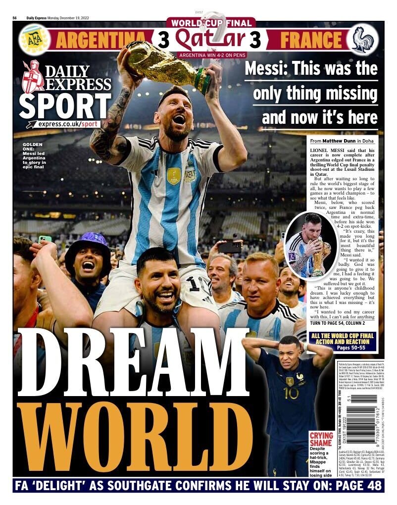 تمجید نشریات جهان از قهرمانی مسی و آرژانتین