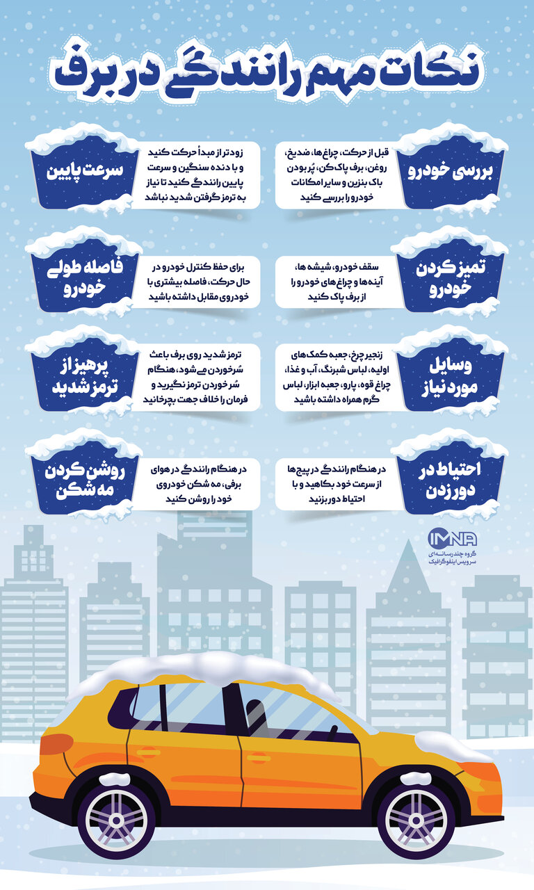 نکات مهم رانندگی در برف