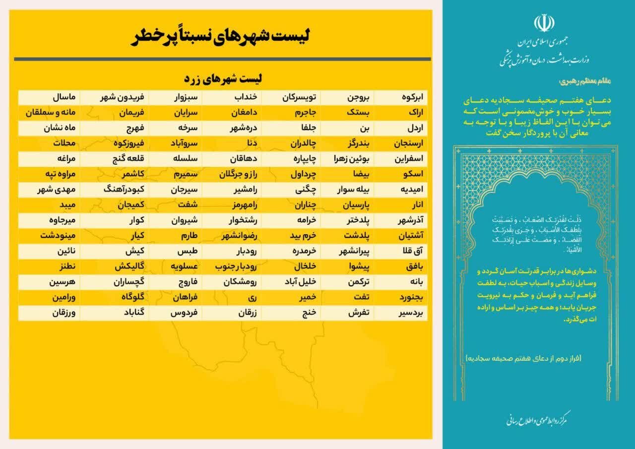 آخرین وضعیت رنگبندی کرونایی شهرهای ایران + جزئیات