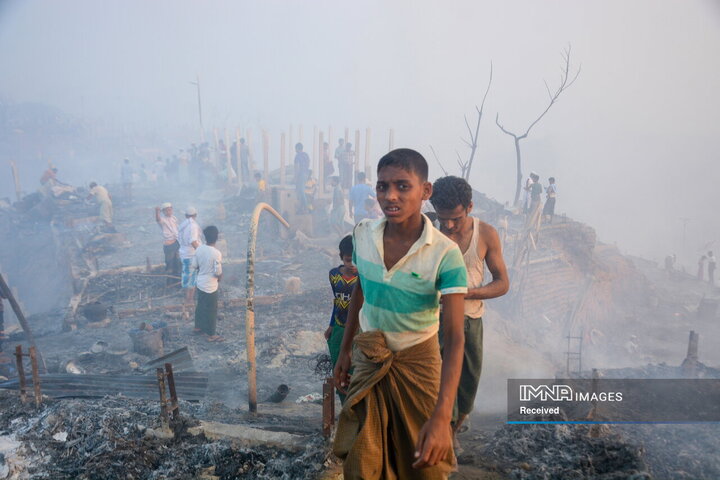 آتش‌سوزی در اردوگاه پناهجویان روهینگیا