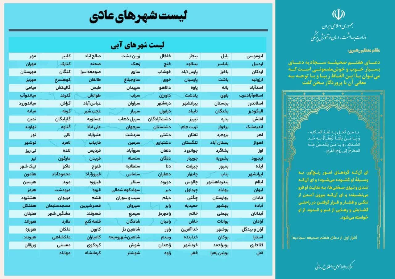 وضعیت رنگبندی کرونایی شهرهای ایران + جزئیات