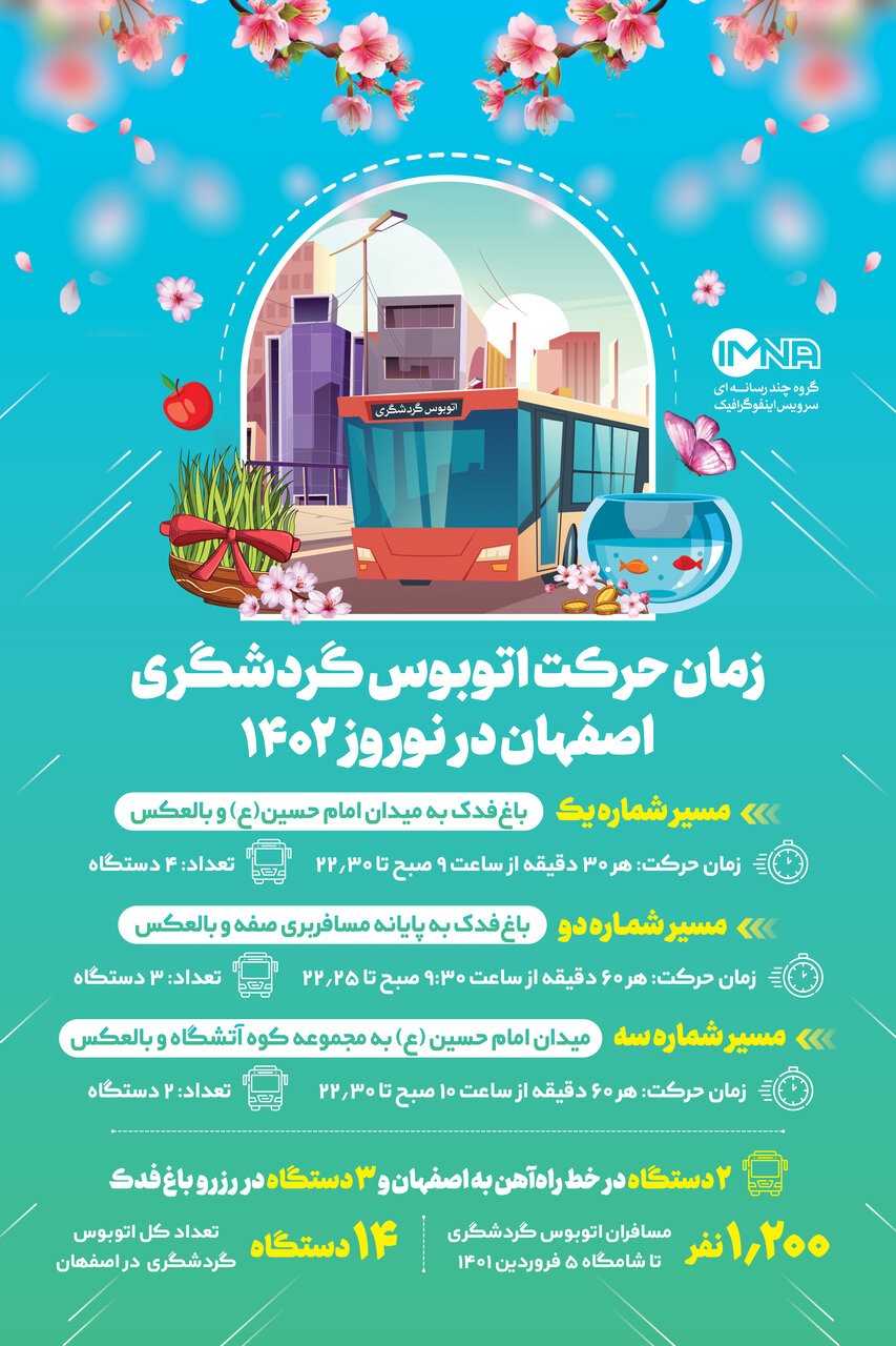 زمان حرکت اتوبوس گردشگری اصفهان در نوروز ۱۴۰۲