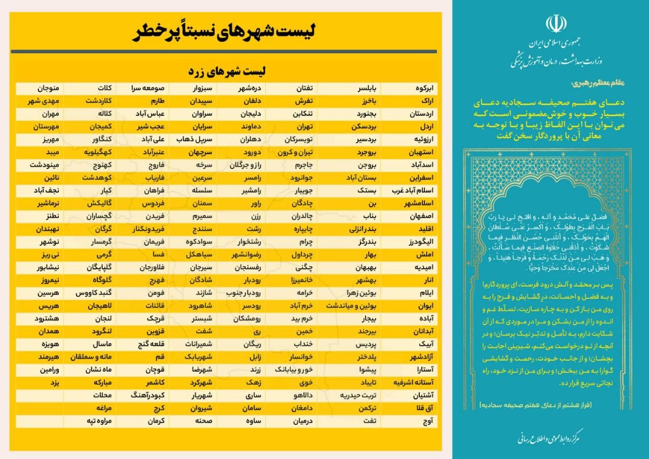 آخرین وضعیت رنگبندی کرونایی شهرهای ایران + جزئیات