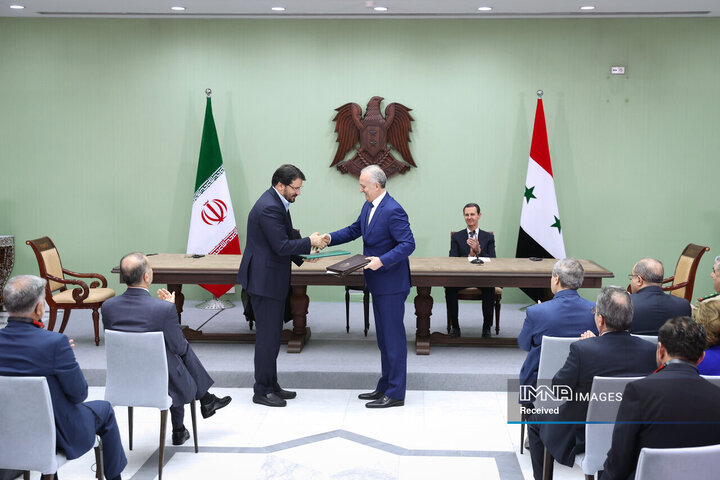 نشست مطبوعاتی روسای جمهور ایران و سوریه و امضاء اسناد همکاری بین دو کشور